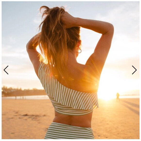 Albion Icon Wave Crop & Ruched High-Waisted Bottoms, Sage Stripe NEW WITH TAGS - Picture 4 of 9